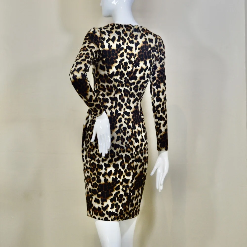 Leopard Print Mini Night Out Dress by Carmen Marc Valvo.Made in US